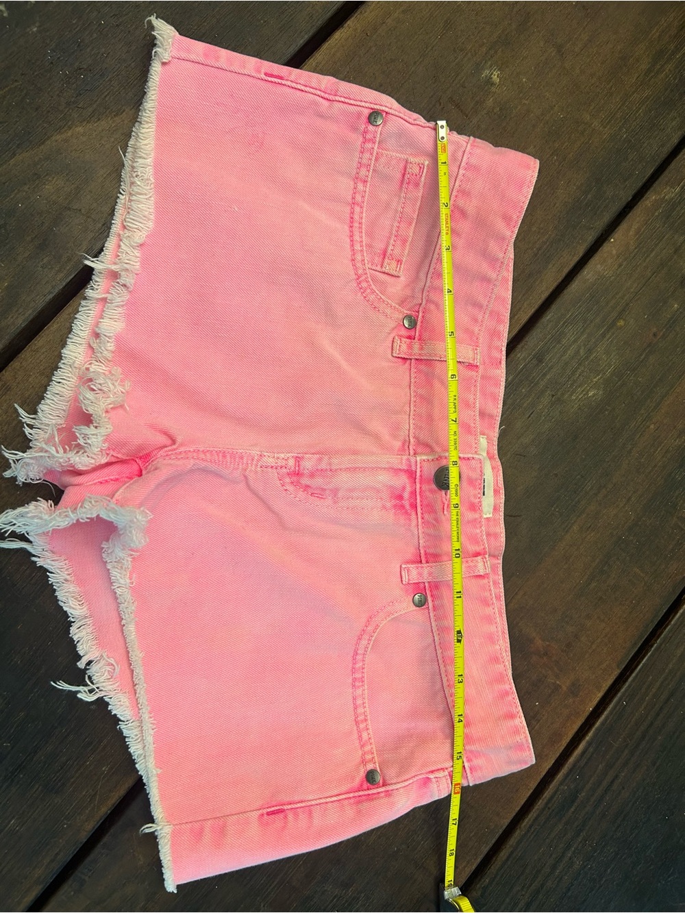 PINK Victoria's Secret Faded Neon Pink Frayed Denim Cutoff Shorts - Picture 2 of 10